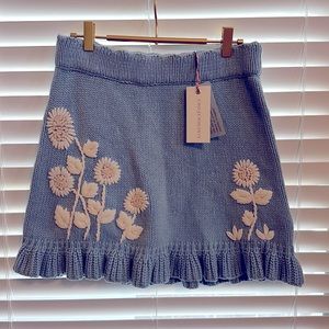 LOVESHACKFANCY - blue knit skirt - Sz S - NWT